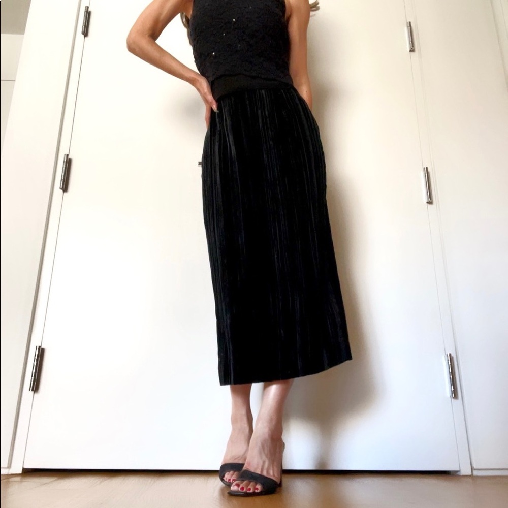 Black Velvet Long Pencil Skirt